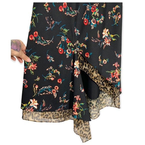 Sam Edelman Mixed Media Slip Dress Floral Cheetah Print Sleeveless Size 6 - Picture 3 of 12